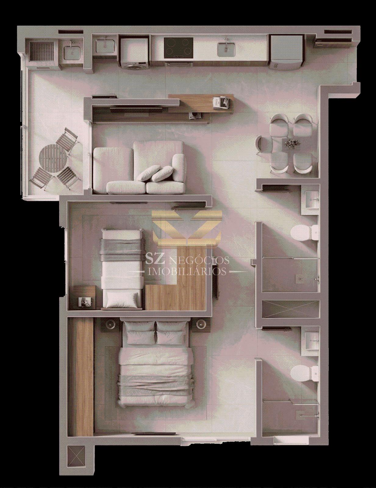 APARTAMENTO Á VENDA COM 02 DORMITÓRIOS - RESIDENCIAL CEDRO - JARDIM CANADÁ - FOZ