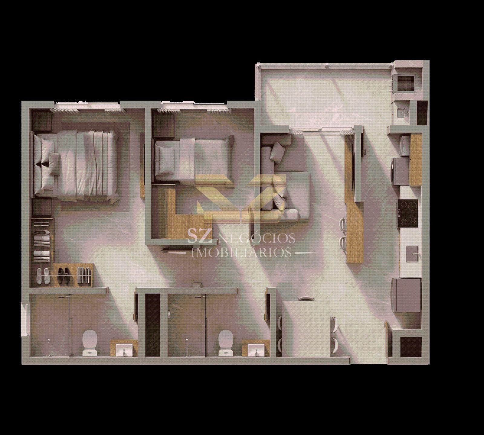APARTAMENTO Á VENDA COM 02 DORMITÓRIOS - RESIDENCIAL CEDRO - JARDIM CANADÁ - FOZ
