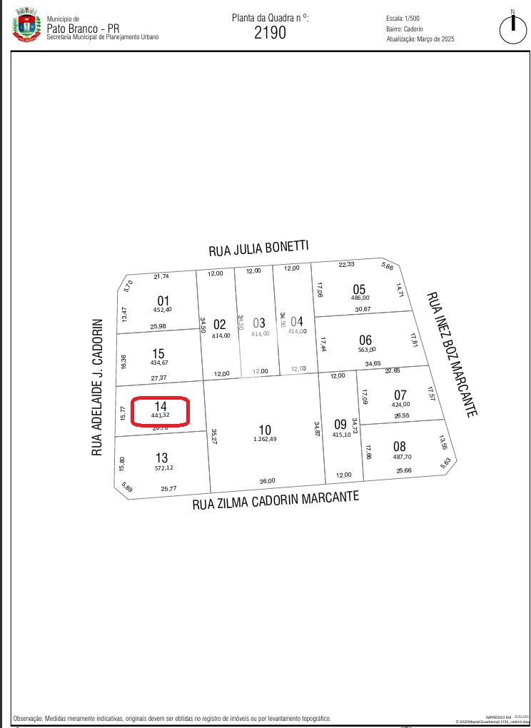 2 TERRENOS À VENDA LOTEAMENTO PÔR DO SOL - BAIRRO CADORIN