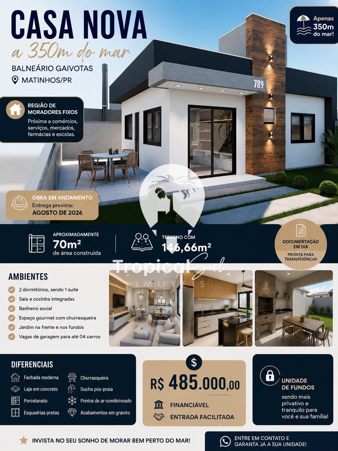 Casa com 2 dormit?rios (1suite) ? venda, Gaivotas, MATINHOS - PR
