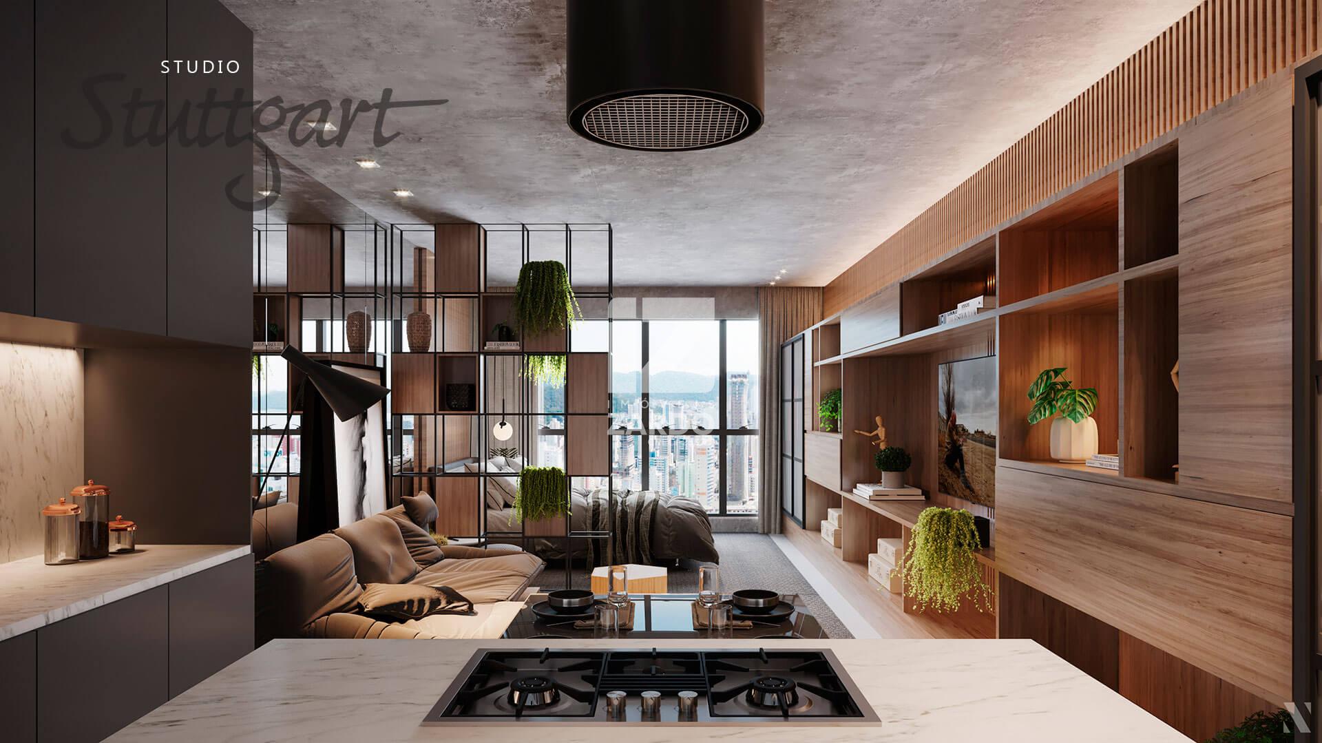 Stúdio novo - 57,03m  -  semimobiliado -  à venda no STUTTGART...